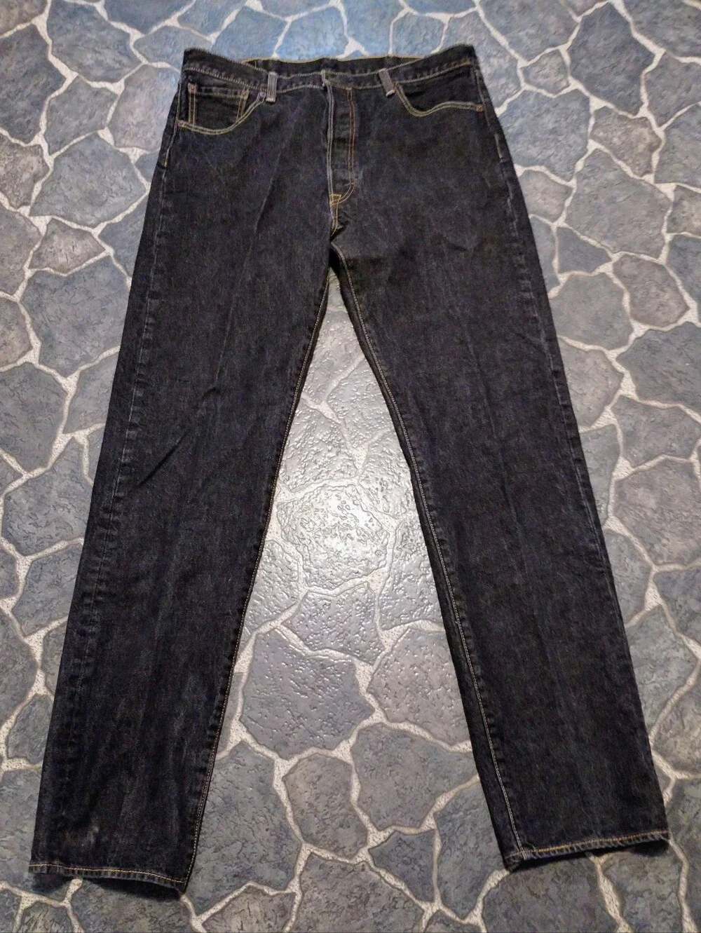 LEVIS 501 Mens Button fly Dark wash Straight leg jeans 38 x 38
